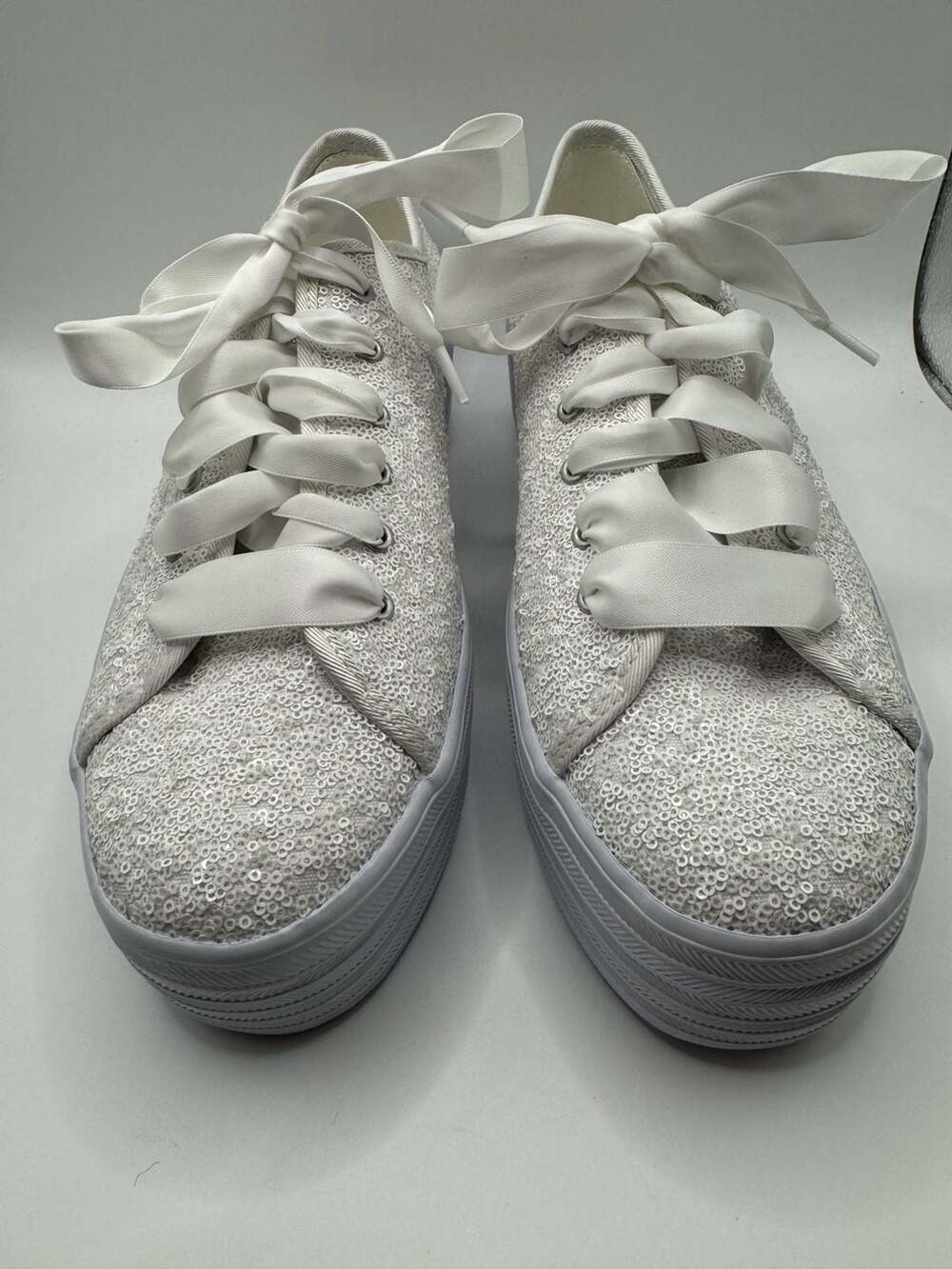 New Keds Triple Up Sequins White Platform Sneaker 9.5